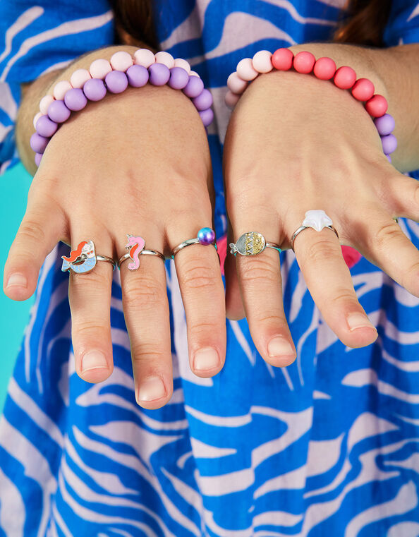 5-Pack Girls Mermaid Ring Set, , large