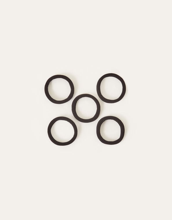 Thick Towelling Hair Bands 5 Pack, Black (BLACK), large