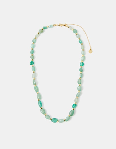 14ct Gold-Plated Aventurine Stone Necklace, , large
