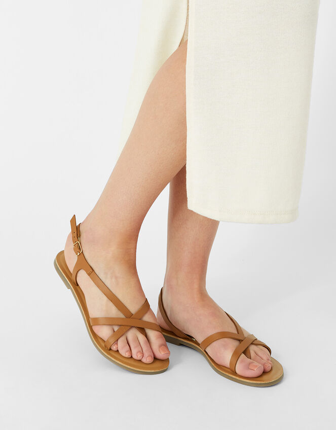 Multi Strap Sandals, Tan (TAN), large