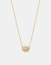 14ct Gold-Plated Diamanté Evil Eye Necklace, , large