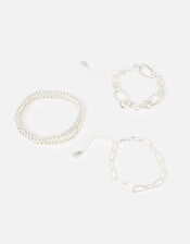 Reconnected Chain Bracelets 5 Pack, Silver (SILVER), large