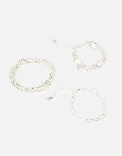 Reconnected Chain Bracelets 5 Pack, Silver (SILVER), large