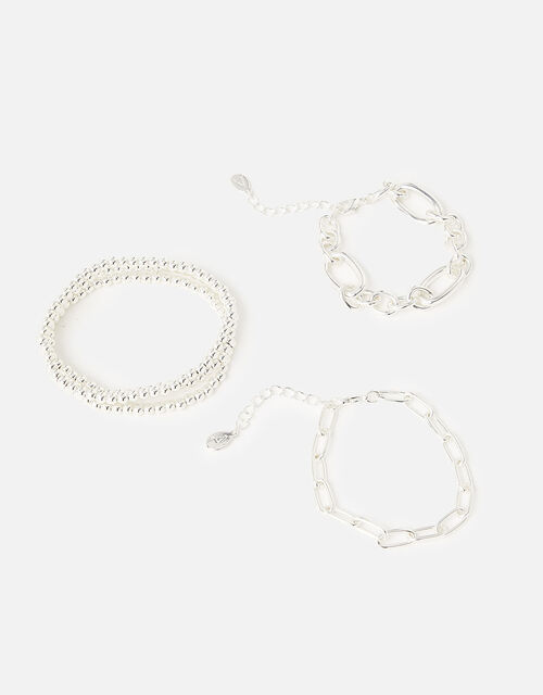 Reconnected Chain Bracelet Set , Silver (SILVER), large