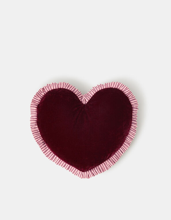 Frill Velvet Heart Cushion, , large