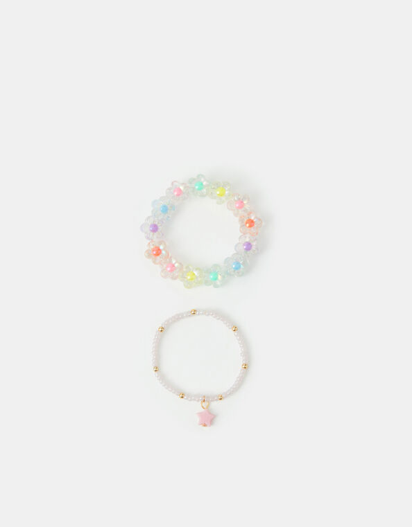 2-Pack Girls Flower Beaded Bracelets, , large
