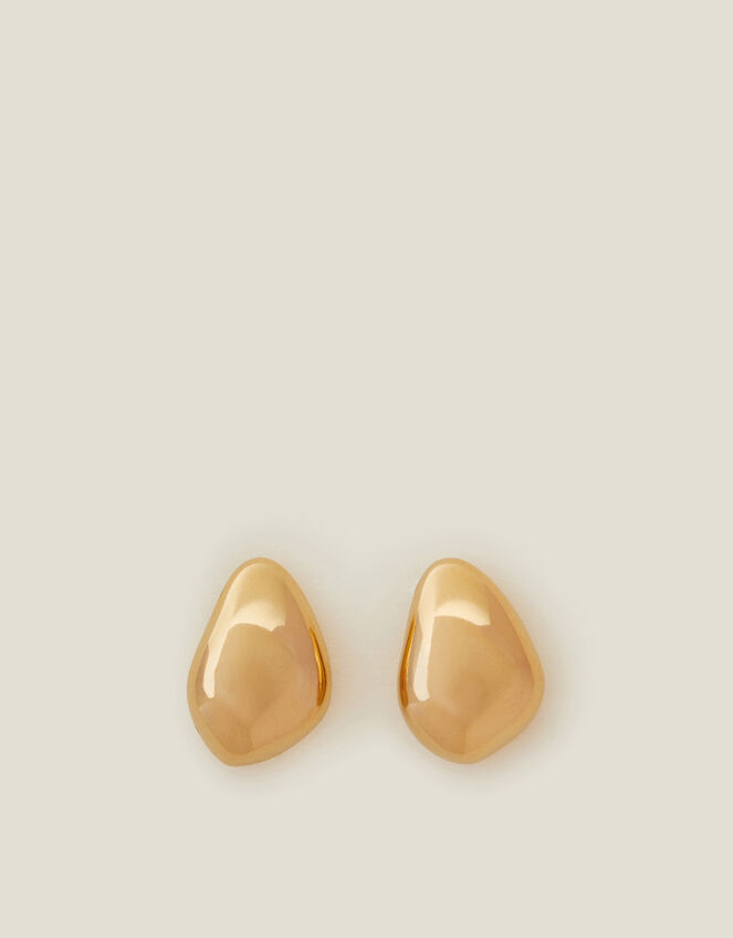 14ct Gold-Plated Stainless Steel Irregular Teardrop Earrings, , large