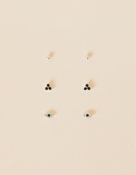 Evil Eye Stud Earrings Set of Three, , large