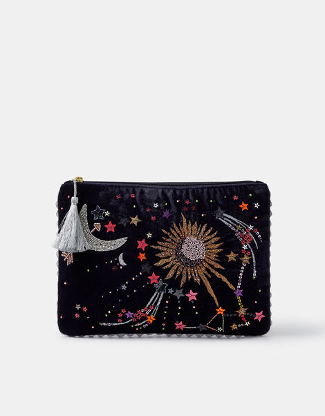Celestial Embellished Velvet Pouch, , large