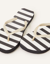 Stripe Flip Flops, Black (BLACK), large