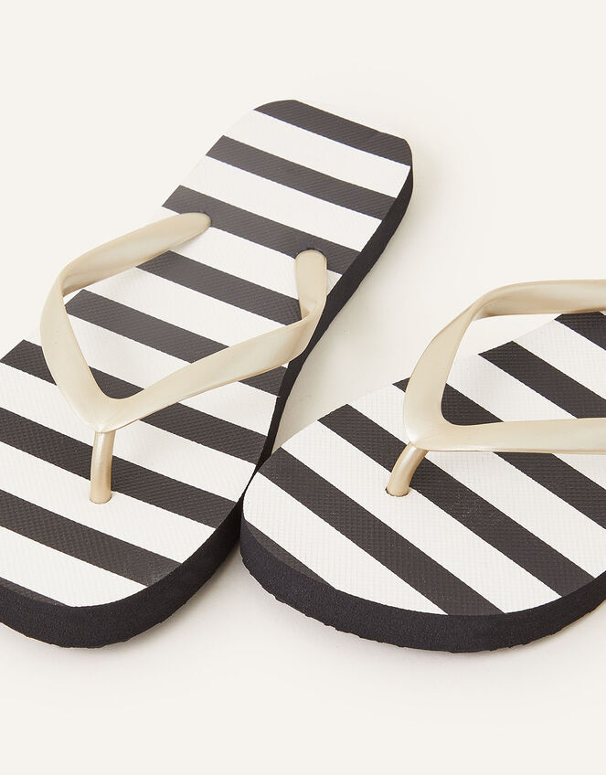 Stripe Flip Flops, Black (BLACK), large