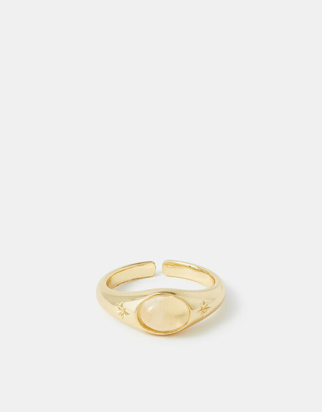 14ct Gold-Plated Moonstone Adjustable Ring, , large