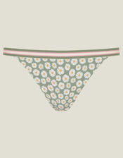 Daisy Print Bikini Bottoms, Green (LIGHT GREEN), large