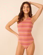 One Shoulder Crochet Swimsuit, Multi (BRIGHTS MULTI), large