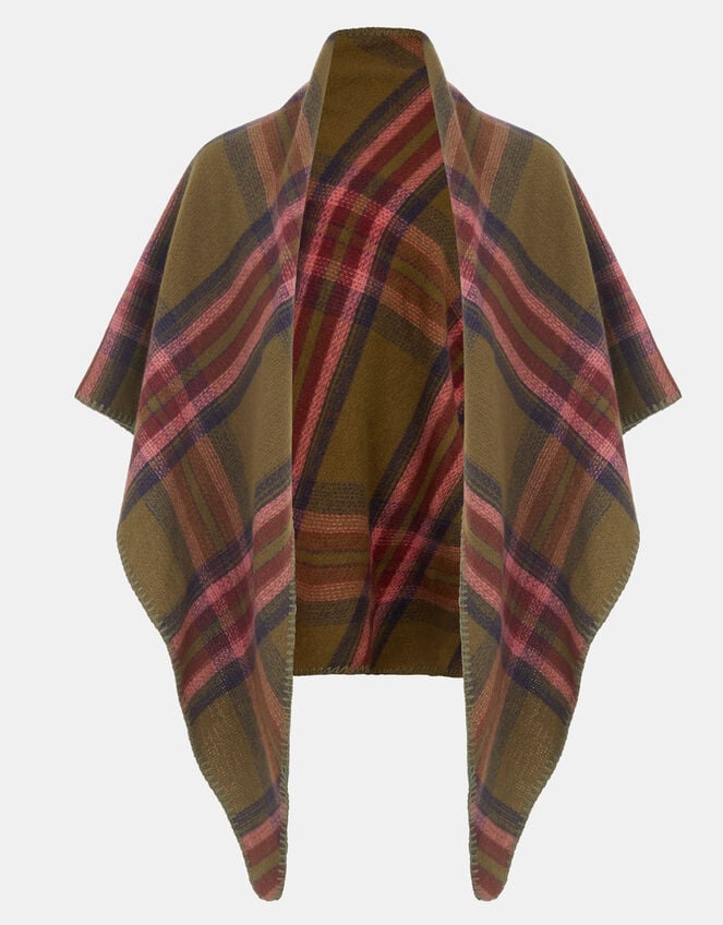 Blanket Check Poncho, , large