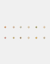 4-Pack 14ct Gold-Plated Birthstone Celestial Earrings, Gold (GOLD), large