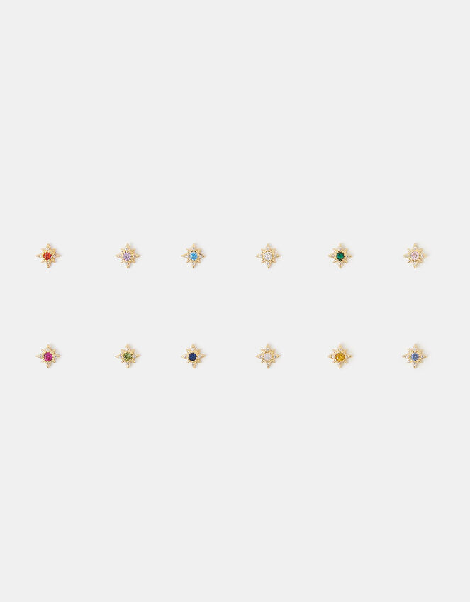 4-Pack 14ct Gold-Plated Birthstone Celestial Earrings, Gold (GOLD), large
