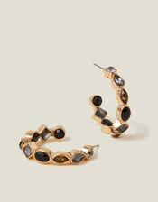 Eclectic Stone Hoop Earrings, , large
