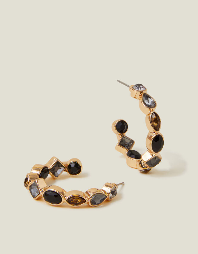 Eclectic Stone Hoop Earrings, , large