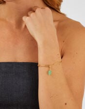 14ct Gold-Plated Semi Precious Stone Charm, Green (GREEN), large