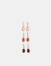 3-Pack Stone Drop Hoop Earrings, , large