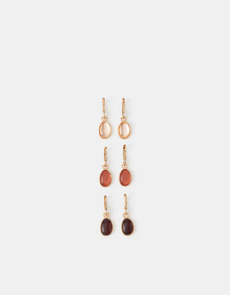 3-Pack Stone Drop Hoop Earrings, , large