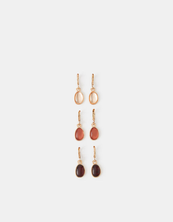 3-Pack Stone Drop Hoop Earrings, , large