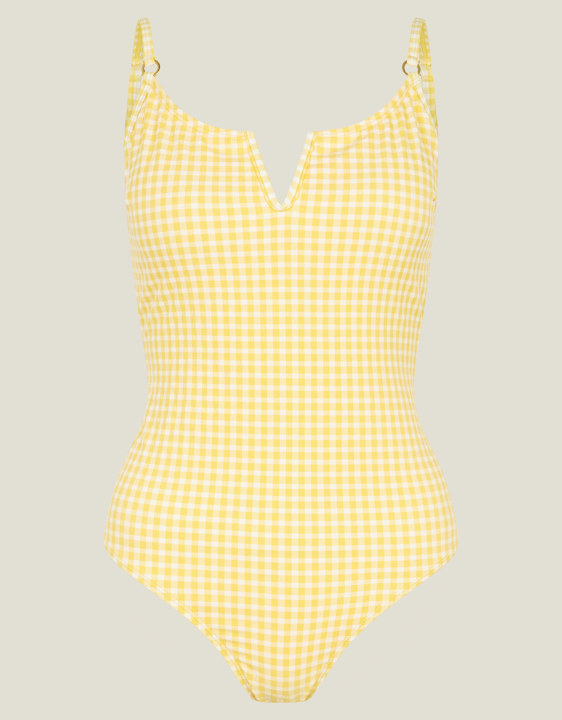 V Front Gingham Swimsuit Yellow Bikinis Swimsuits Accessorize Global