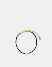14ct Gold-Plated Pearl Beaded Bracelet, Blue (BLUE), large