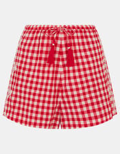 Cutwork Gingham Shorts, Red (RED), large