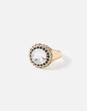Blue Harvest Crystal Signet Ring, Blue (BLUE), large