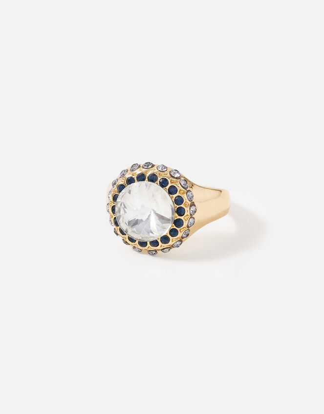 Blue Harvest Crystal Signet Ring, Blue (BLUE), large