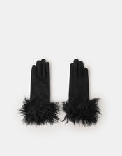 Shaggy Faux Fur Cuff Gloves, , large