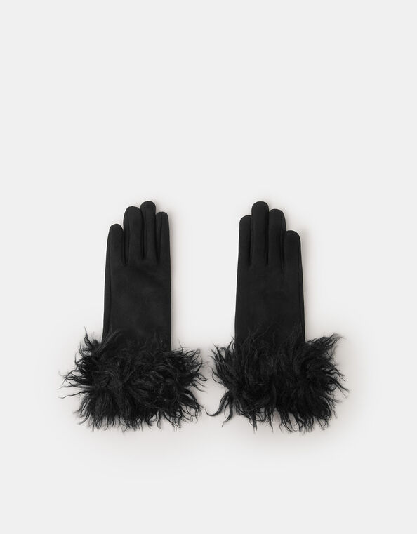 Shaggy Faux Fur Cuff Gloves, , large