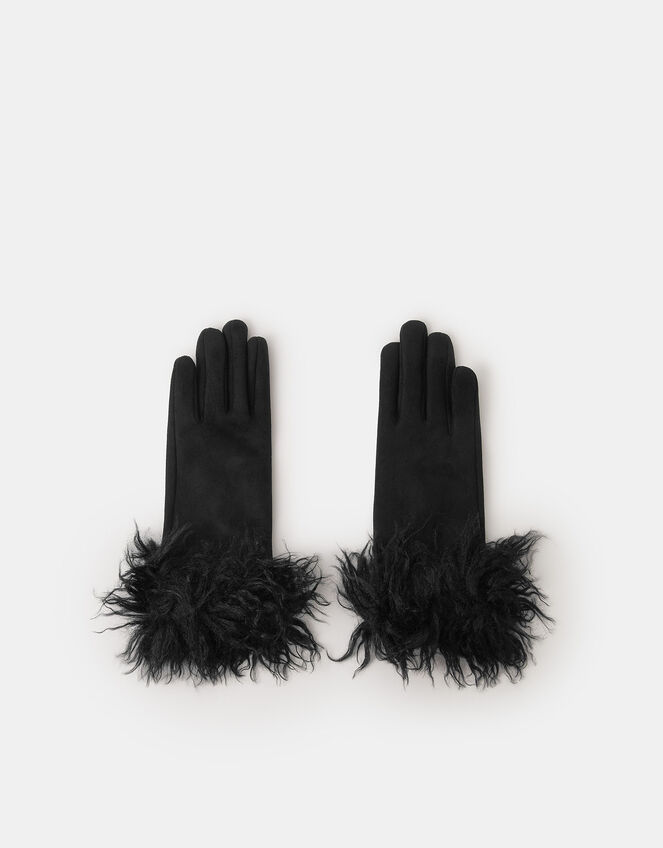 Shaggy Faux Fur Cuff Gloves, , large