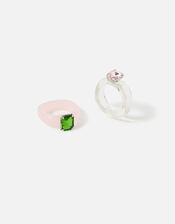 Resin Gem Ring Set of Two, Multi (PASTEL-MULTI), large