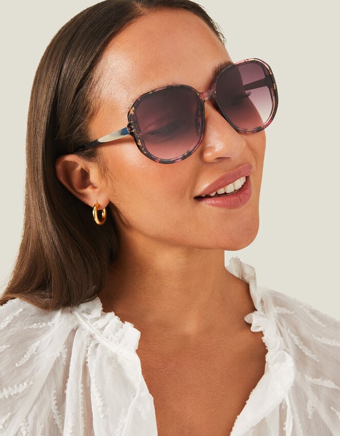 Oversized Resin Frame Sunglasses, , large