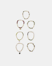 7-Pack Beaded Charm Stretch Bracelets, , large