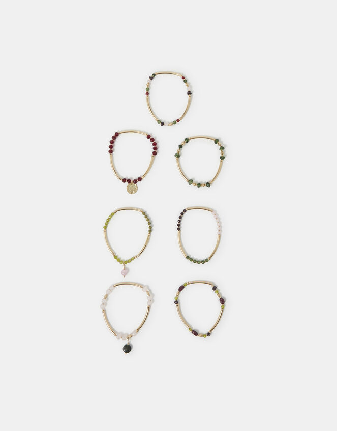7-Pack Beaded Charm Stretch Bracelets, , large