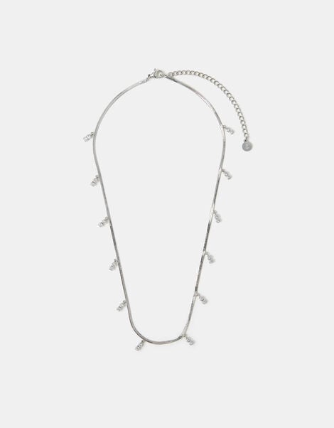 Sterling Silver-Plated Omega Charm Necklace, , large
