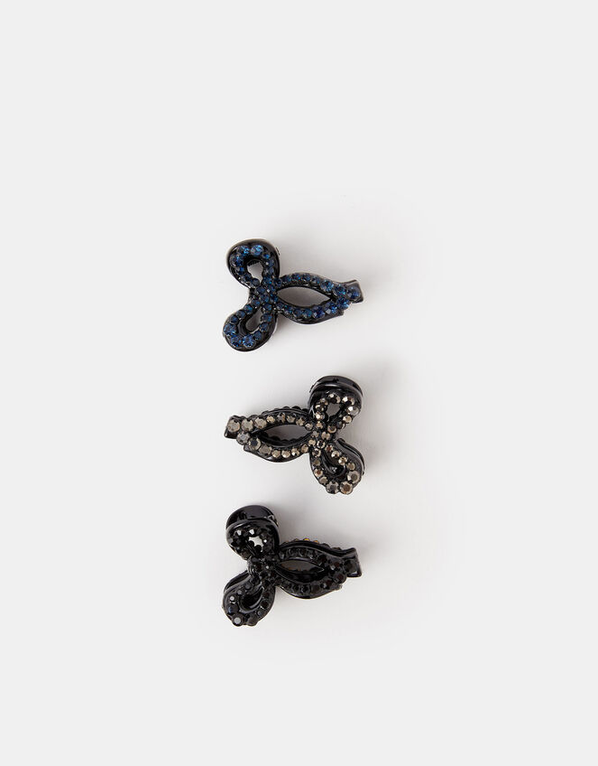 3-Pack Mini Gemstone Bow Claw Clips , , large