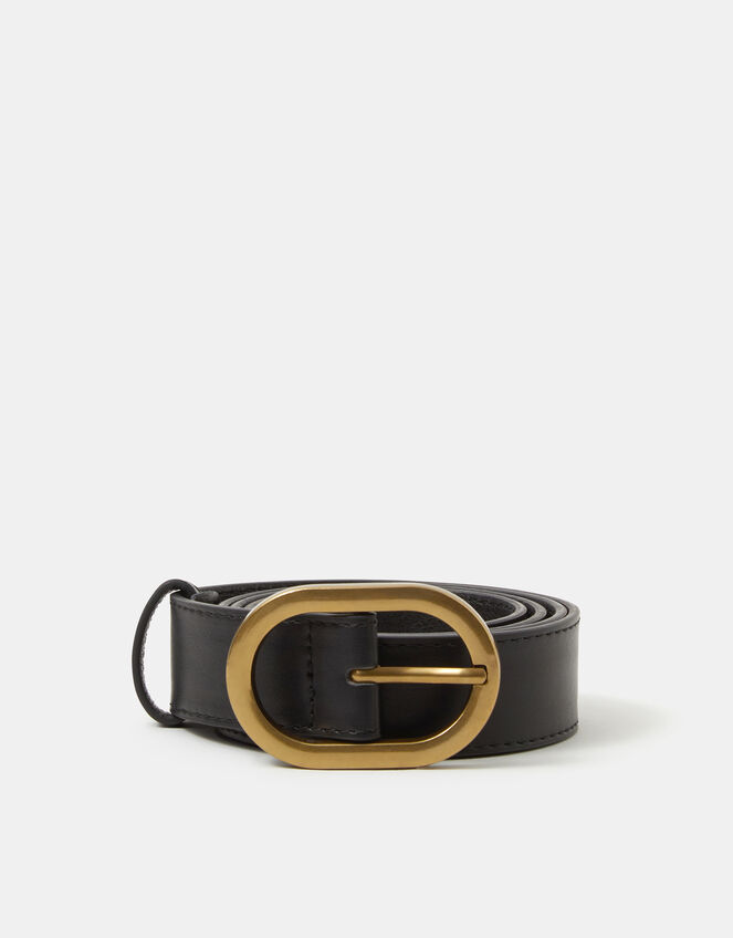 Oval Buckle Belt, Black (BLACK), large