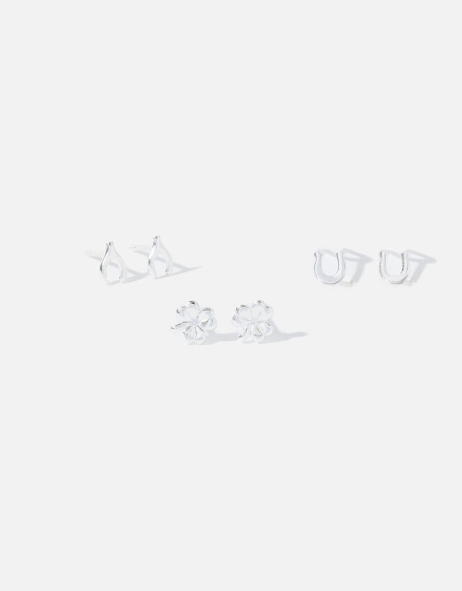 Sterling Silver Lucky Charm Stud Set, , large