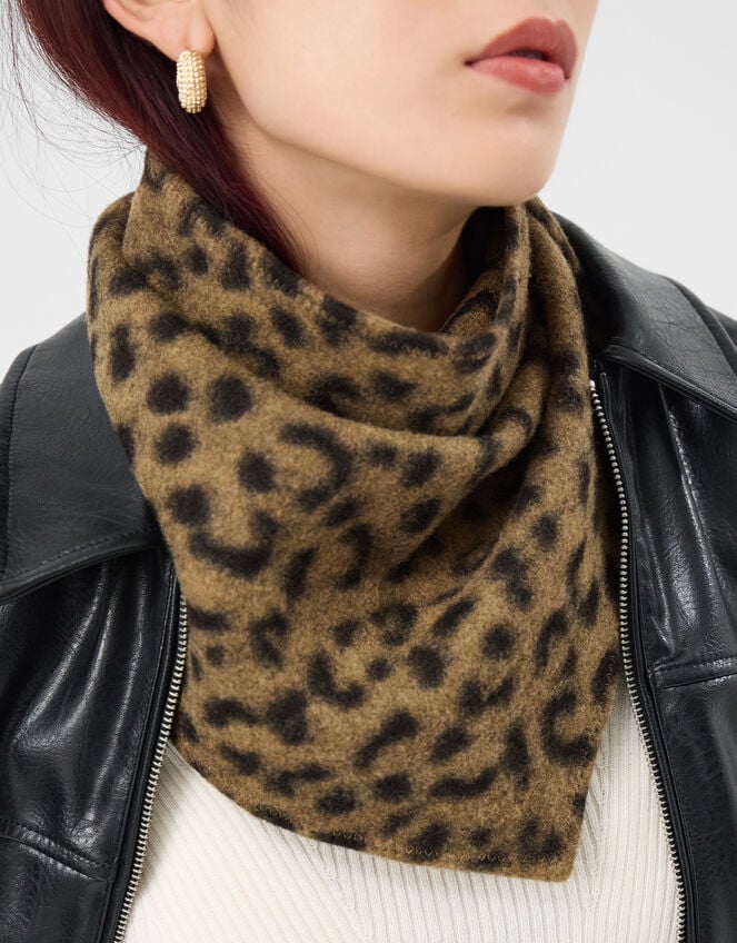 Leopard Print Triangle Scarf, , large