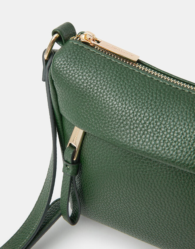 Zip Front Crossbody Bag, Green (GREEN), large