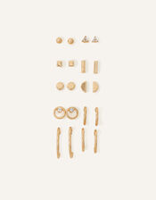 Stud and Hoop Earrings 10 Pack, Gold (GOLD), large