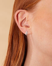 Sterling Silver Chain Stud Earrings, , large
