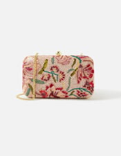 Floral Beaded Hardcase Clutch Bag, , large