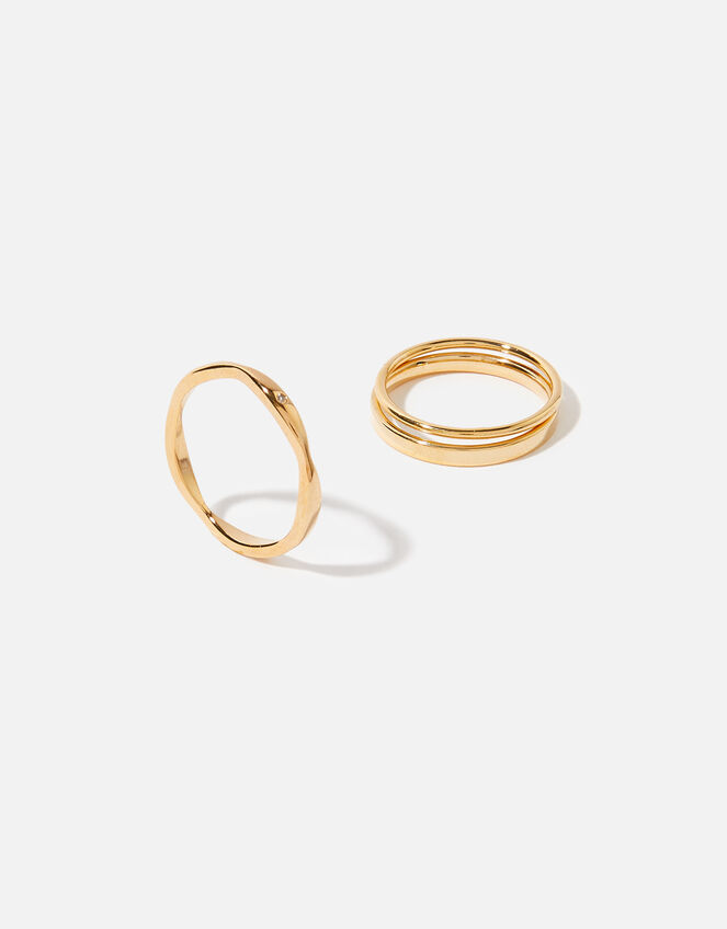 Gold-Plated Mixed Band Stacking Ring Multipack, Gold (GOLD), large