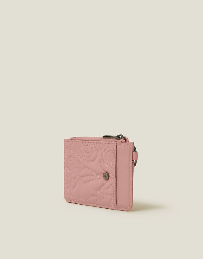 Quilted Nylon Card Holder, Pink (BLUSH), large
